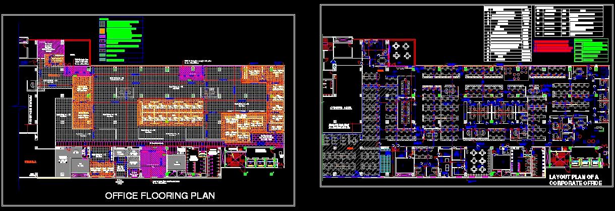 Corporate Office Layout DWG- Furniture and Fooring Design